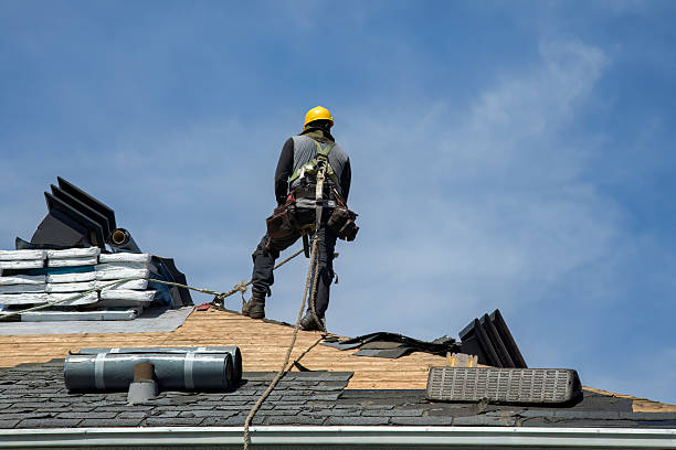 Professional Gutter Installation technician working in Willington, CT